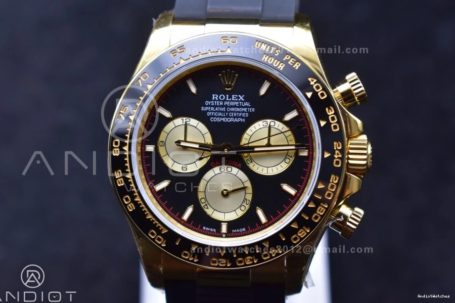 (Weighted) Oysterflex Sophisticated Edition Daytona on QF 126518 YG V6 Black Strap Best 807 Dial SH4131 1:1 1108